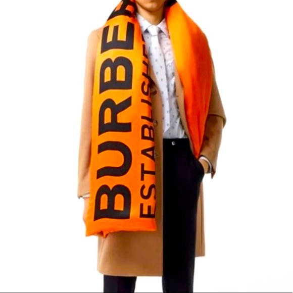 100%AUTHENTIC NEW W/TAGS BURBERRY JUMBO PADDED-PUFFER SCARF - BRIGHT ORANGE SILK - Picture 1 of 10
